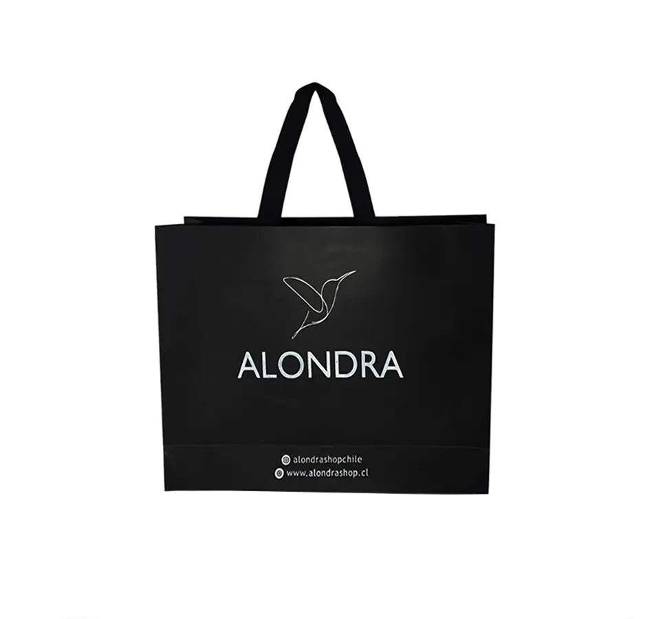 Bolsa de lujo negra estampada en serigrafía